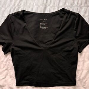 Black REORIA Cropped T-Shirt